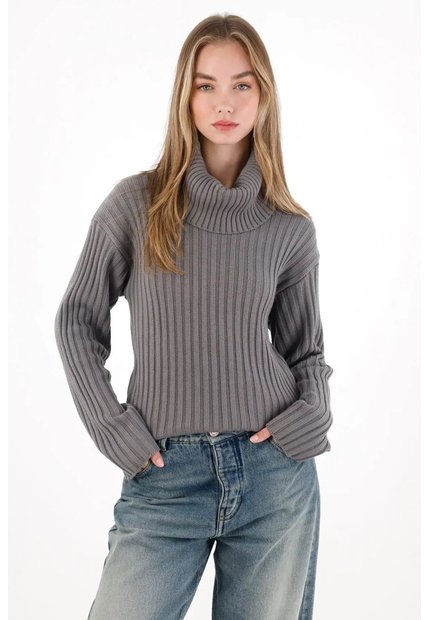 Tennis Buzo Cuello Tortuga Gris Para Mujer