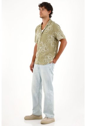 Tennis Camisa Tipo Bowling Estampada Con Textura Ligera Para Hombre