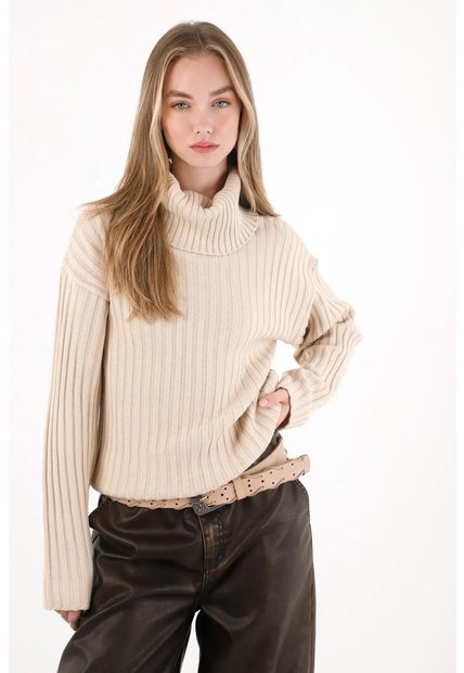 Tennis Buzo Cuello Tortuga Crudo Para Mujer