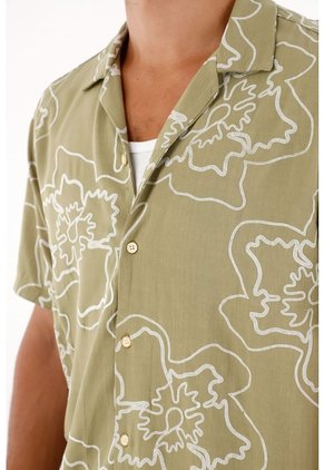 Tennis Camisa Tipo Bowling Estampada Con Textura Ligera Para Hombre