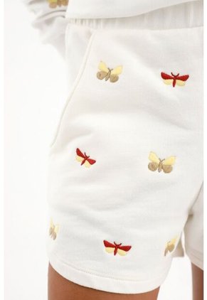 Bermuda Crudo Con Bordado De Mariposas Para Niña