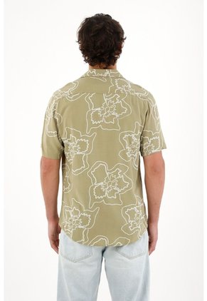 Tennis Camisa Tipo Bowling Estampada Con Textura Ligera Para Hombre