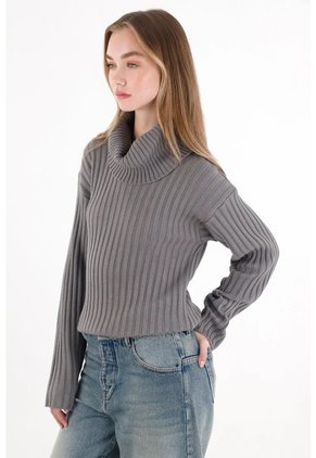 Tennis Buzo Cuello Tortuga Gris Para Mujer