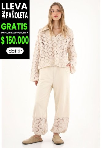 Tennis Pantalón En Burda Con Bota Enresortada Crudo Para Mujer Tennis