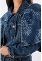 Tennis Chaqueta Para Mujer Algodón Azul índigo Corta Con Capa Floral de Tennis