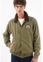 Tennis Chaqueta Tipo Bomber Para Hombre En Algodón Verde Oliva Fit Recto Con Parche De Tigre de Tennis