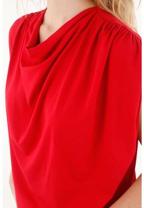 Tennis Camiseta Con Drappeado Rojo Para Mujer