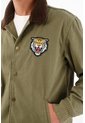 Tennis Chaqueta Tipo Bomber Para Hombre En Algodón Verde Oliva Fit Recto Con Parche De Tigre de Tennis