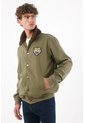 Tennis Chaqueta Tipo Bomber Para Hombre En Algodón Verde Oliva Fit Recto Con Parche De Tigre de Tennis