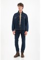 Tennis Cazadora Denim Para Hombre De Algodón Azul índigo Fit Relajado Con Costuras En Contraste de Tennis