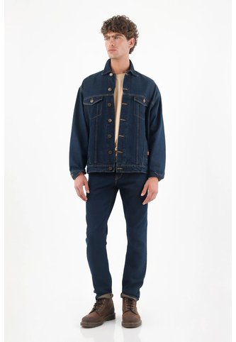 Tennis Cazadora Denim Para Hombre De Algodón Azul índigo Fit Relajado Con Costuras En Contraste Tennis