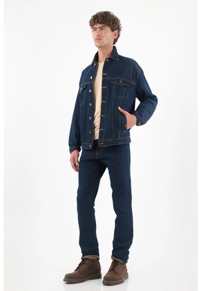 Tennis Cazadora Denim Para Hombre De Algodón Azul índigo Fit Relajado Con Costuras En Contraste
