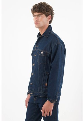 Tennis Cazadora Denim Para Hombre De Algodón Azul índigo Fit Relajado Con Costuras En Contraste