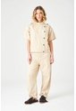 Tennis Pantalón Relaxed Con Textura En Relieve De Algodón Beige Para Mujer de Tennis
