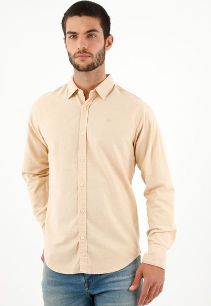 Camisa Clásica Amarilla Para Hombre