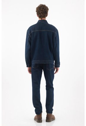 Tennis Cazadora Denim Para Hombre De Algodón Azul índigo Fit Relajado Con Costuras En Contraste