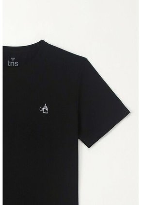 Tennis Camiseta Básica Con Mini Print Negra Para Hombre