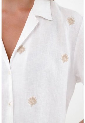 Camisa Blanca En Lino Para Mujer