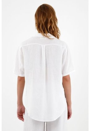Camisa Blanca En Lino Para Mujer