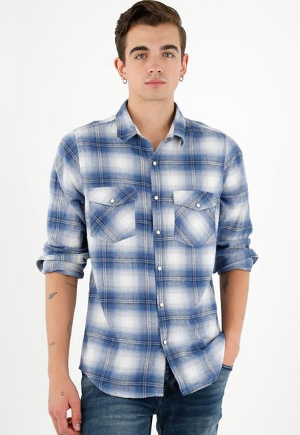 Camisa Tipo Leñadora Azul Para Hombre