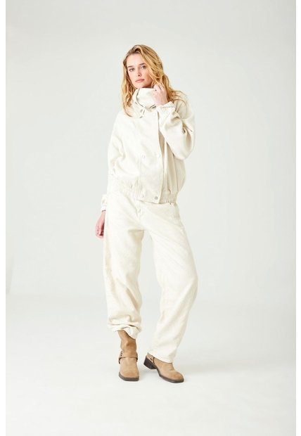 Tennis Chaqueta Relaxed Fit Con Cuello Alto Envolvente En Tejido Plano Crudo Para Mujer
