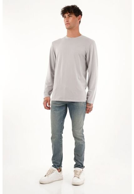 Camiseta Gris Manga Larga Para Hombre
