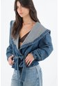 Tennis Chaqueta Para Mujer En Algodón Azul Holgada Con Cuello Amplio de Tennis