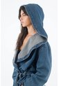 Tennis Chaqueta Para Mujer En Algodón Azul Holgada Con Cuello Amplio de Tennis