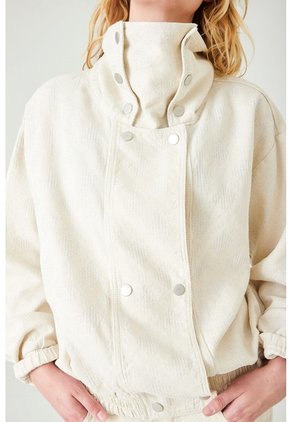 Tennis Chaqueta Relaxed Fit Con Cuello Alto Envolvente En Tejido Plano Crudo Para Mujer