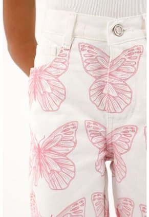 Jean Recto Con Estampado De Mariposas Para Niña