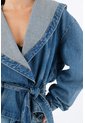 Tennis Chaqueta Para Mujer En Algodón Azul Holgada Con Cuello Amplio de Tennis