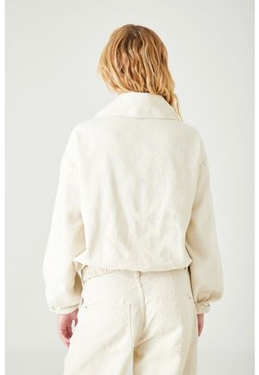 Tennis Chaqueta Relaxed Fit Con Cuello Alto Envolvente En Tejido Plano Crudo Para Mujer