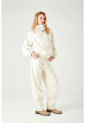 Tennis Pantalón Wide Leg Con Textura De Rombos En Denim Crudo Para Mujer