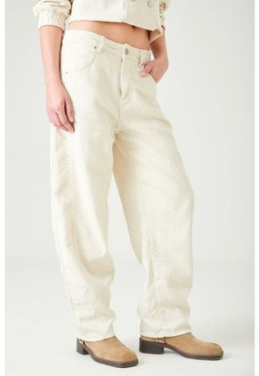 Tennis Pantalón Wide Leg Con Textura De Rombos En Denim Crudo Para Mujer