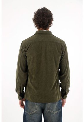 Tennis Camisa Con Textura Tipo Corduroy Verde Para Hombre