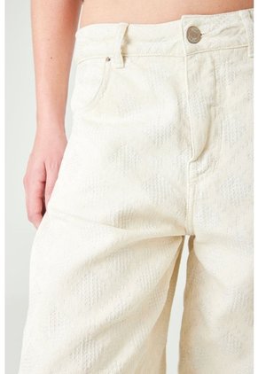 Tennis Pantalón Wide Leg Con Textura De Rombos En Denim Crudo Para Mujer