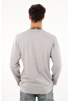 Camiseta Gris Manga Larga Para Hombre