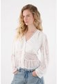 Tennis Camisa Manga Larga Con Encajes Crudo Para Mujer de Tennis