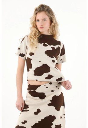 Tennis Camiseta Con Estampado De Vaca Para Mujer