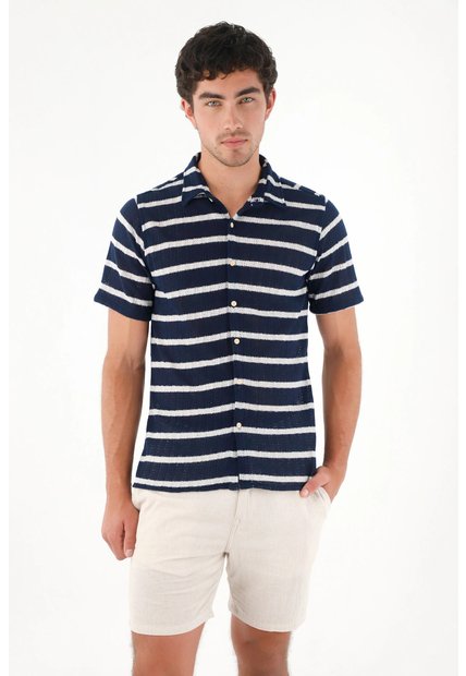Tennis Camisa Tipo Bowling A Rayas Con Diseño Versátil Para Hombre