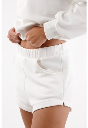 Tennis Bermuda Para Mujer De Algodón Blanco Fit Relajado Con Abertura Lateral