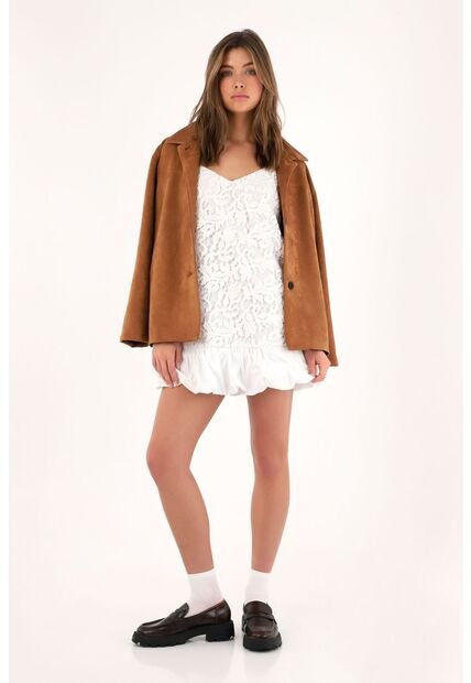 Tennis Vestido Corto Con Ruedo Englobado Crudo Para Mujer