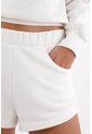 Tennis Bermuda Para Mujer De Algodón Blanco Fit Relajado Con Abertura Lateral de Tennis