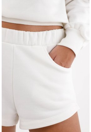Tennis Bermuda Para Mujer De Algodón Blanco Fit Relajado Con Abertura Lateral