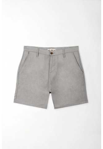 Tennis Bermuda Chino Fit Recto Con Botón De Contraste En Lino Gris Para Hombre Tennis