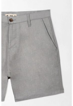 Tennis Bermuda Chino Fit Recto Con Botón De Contraste En Lino Gris Para Hombre