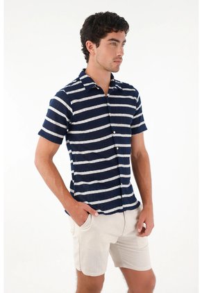 Tennis Camisa Tipo Bowling A Rayas Con Diseño Versátil Para Hombre