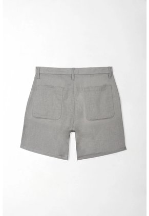 Tennis Bermuda Chino Fit Recto Con Botón De Contraste En Lino Gris Para Hombre
