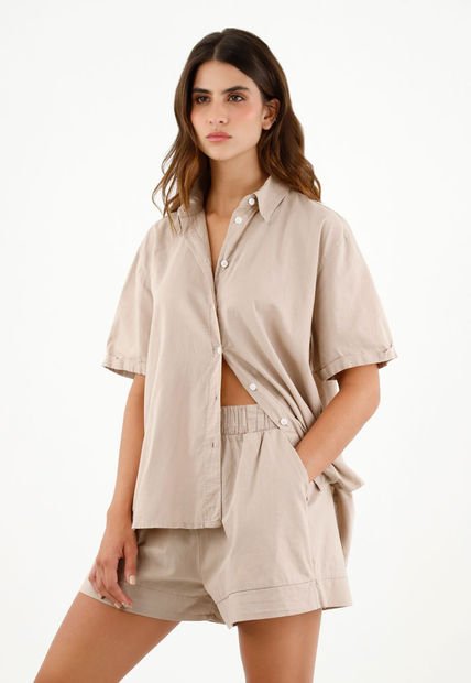 Camisa Café Clásica Para Mujer