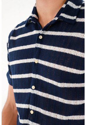Tennis Camisa Tipo Bowling A Rayas Con Diseño Versátil Para Hombre
